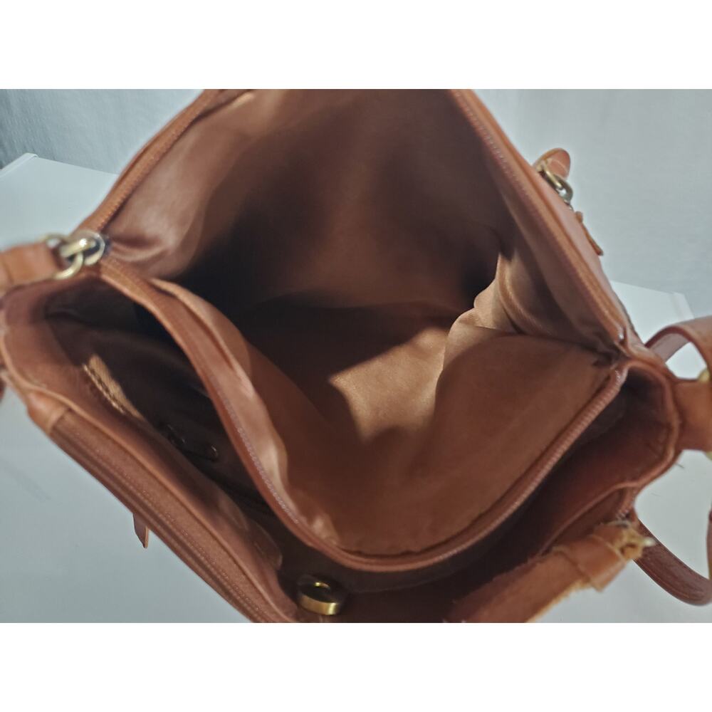 Great American Leatherworks Crossbody Bag Brown 100% Cow Hide Multi Compartment - Picture 8 of 16